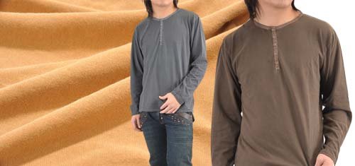 メンズ ステッチ入り ヘンリーネック ロンＴ / 長袖 Ｔシャツ ■M/L/LL■