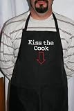 Black "Kiss the Cook" with Arror Embroidered Apron