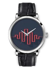 SPRAWL Aanalog Fashion Series Silver Ladies Watches of Genuine Black Leather Strap,Unique Wrist Watch for Women Girls Designed with Pulse bars