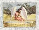 Angel with Fountain Scenic Art Poster Print