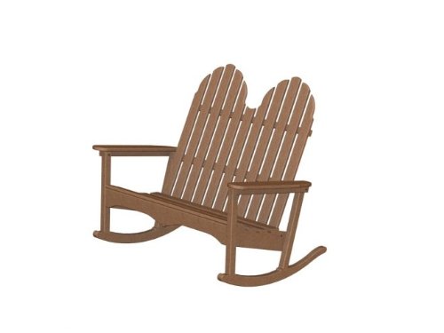 Recycled Outdoor Patio Double Adirondack Rocking Chair - Raw Sienna