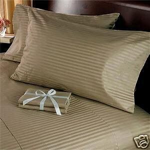 Royal Hotels Stripe Brown 1200-thread-count 4pc Olympic Queen Bed Sheet Set 100-percent Egyptian Cotton Sateen Stripe Deep Pocket 1200 Tc from Royal Hotel Bedding