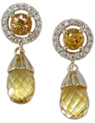 18KT Yellow Sapphire and Diamond Earrings