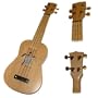 Concert Turtle Ukulele White Mahogany with Gold Side Tunning and Black Strings