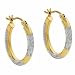 14K Yellow White Gold Diamond-Cut Hoop Earrings