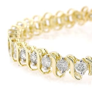 3 cttw. Diamond Tennis Bracelet, 10K Yellow Gold - (J-K; I2-I3) by