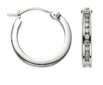 14k White Gold, Round, Diamond Hoop Earrings (1/8 cttw, J Color, I2 Clarity)