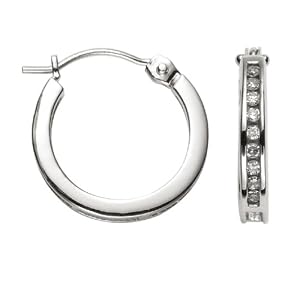 14k White Gold, Round, Diamond Hoop Earrings (1 8 cttw, J Color, I2 Clarity) by