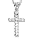 1/2 Carat Prong Set Diamond Cross Pendant in 14k White Gold