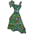 Green And Silver Tone Dress Pin Brooch