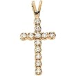 14K Yellow Gold Diamond Cross Pendant