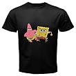 Black T-Shirt of Spongebob Squarepants and Patrick Star Running (Sponge Bob Square Pants - Starfish)