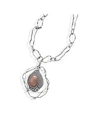 27.5 inch Double Strand Suede and Oxidized Silver Link Necklace with Rhodonite