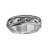 Sterling Silver Wave Band Spinner Ring Size 9