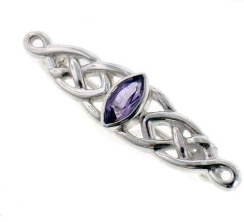 Childrens Toyshop  Jewelry : Sterling Silver Celtic Knot and Genuine Marquise Amethyst Brooch or Bar Pin