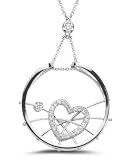 18 Kt White Gold Circle and Diamond Pendant Necklace