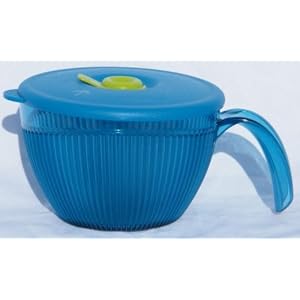 Tupperware Vent N Serve Micro Soup Mug Bowl NEW Aqua by
