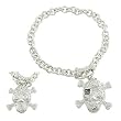 SKULL CHARM BRACELET WITH WHITE AND BLACK CZ-7.25