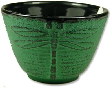 Cast Iron Teacup Tea Cup- Dragonfly Green