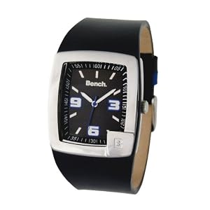 Bench Gents Three Hand Quartz Analogue & Black Sunray Dial Black Strap Watch