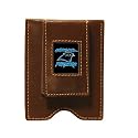 Carolina Panther Brown Leather Money Clip & Card Case