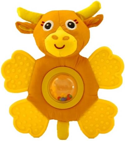 Giggle Toys Little Longhorn Teether Rattle, Brown