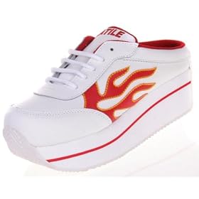 VOLATILE Flame Platform Womens Wedge Clog Shoes Leather White/Red VOLATILE Flame Platform Womens Wedge Clog Shoes Leather White/Red