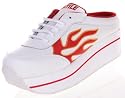 VOLATILE Flame Platform Womens Wedge Clog Shoes Leather White/Red