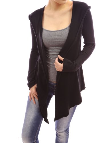 PattyBoutik Comfy Long Sleeve Hooded Asym Hem Sweatercoat Knit Cardigan Jumper