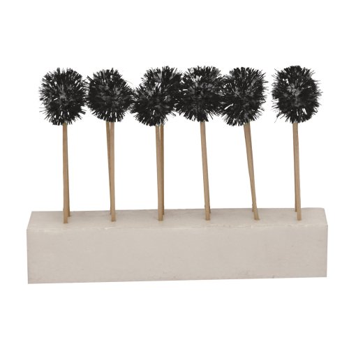 Creative Converting 12 Count Glitz Pom Pom Cocktail Picks, Black