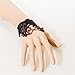 Yazilind Lolita Black Lace Red Crystal Slave Bracelet Metal Chain Red Beads