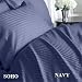 SOHO Egyptian cotton 1000 Thread Count Sateen Stripe 4 Pc Comforter Set - Navy Blue Queen.