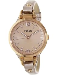 Fossil Georgia Three-Hand Leather Watch - Metallic Rose Es3413