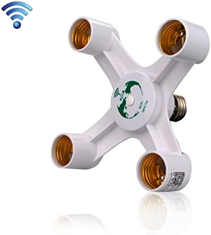 Ourkens E27 To E27 4 in 1 Wifi Smart Remote Control Light Lamp Bulb Holder 4 Way Splitter (Wifi-Plug)