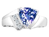 0.95 cts Genuine Tanzanite and Diamond Ring - 14kt White or Yellow Gold