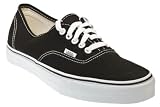 Vans Authentic Unisex Black White Canvas Vulcanised Skate Trainers, 9.5 UK