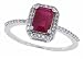 1.10ct Emerald Cut Genuine Ruby Ring with Diamond in 10Kt White Gold( AB Quality)-8