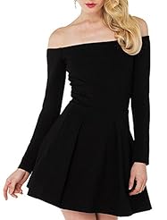A-line Long Sleeves Off the Shoulder Cotton  Dress