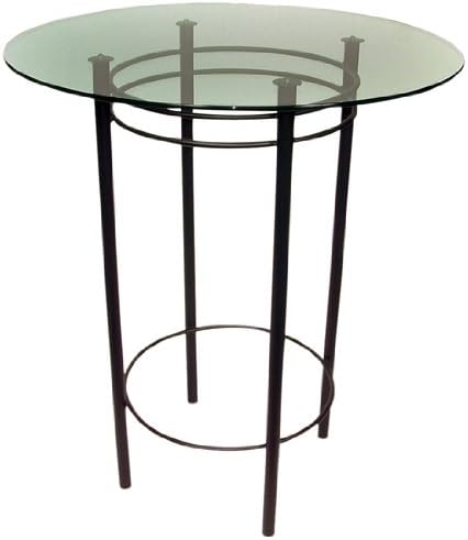 Trica Astro Bar Height Table with Glass Top, 42-1/8 inch H, 42 inch Dia. Glass Top, Black