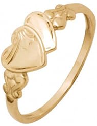 9ct 9k Yellow Gold Childrens Engraved Signet Heart Other Ring Size 4.5-7.25