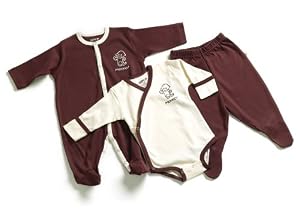 Kee-Ka Organic Newborn 3-Piece Gift Set - Monkey on Chocolate, 0-3 Months