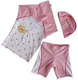 キッズ 長袖 水着 3点セット 50%UVカット 日焼け止め ラッシュガード 子供 ガールズ ピンク