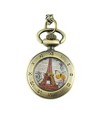 Youyoupifa Fashion Tower Pattern Bronze Alloy Quartz Pocket Watch(Unisex)