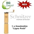 Mihatsch-Diewald Handgetreidem�hle Schnitzer Ligno Petit Handm�hle geeignet f�r alle Getreidesorte au�er Mais, Mahlleistung bei 80 U/min: 60 g/min grob - 15 g/min fein, Geh�use: Buche massiv