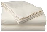 Rainbow Linens 600-Thread Count Egyptian Cotton Sateen Queen Sheet Set, Ivory