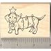 Christmas Dachshund with Lights Rubber Stamp - Wood Mounted