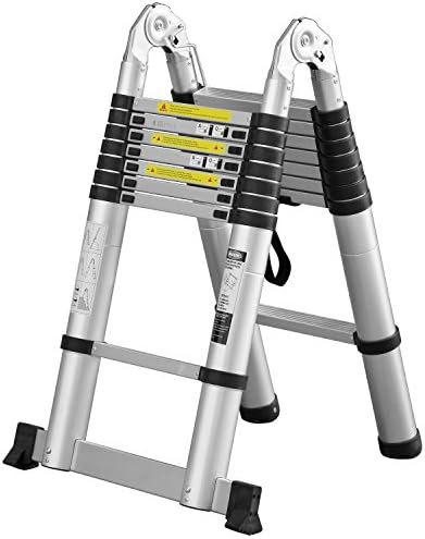 Gracelvoe@ 12.5ft EN131 Aluminum Telescoping Telescopic Extension Ladder,330 Lbs Capacity (16.5FT)