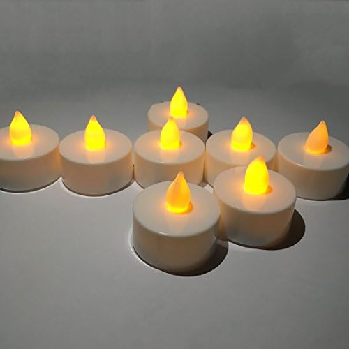 Zabicat Amber Flickering LED Tea Lights, Set of 12 Realistic Battery Operated Flameless Christmas Candles