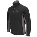 MLB Men's Colorado Rockies Fast Athletic Long Sleeve 1/4 Zip Micro Chiller Fleece, Black/Storm Gray, Small