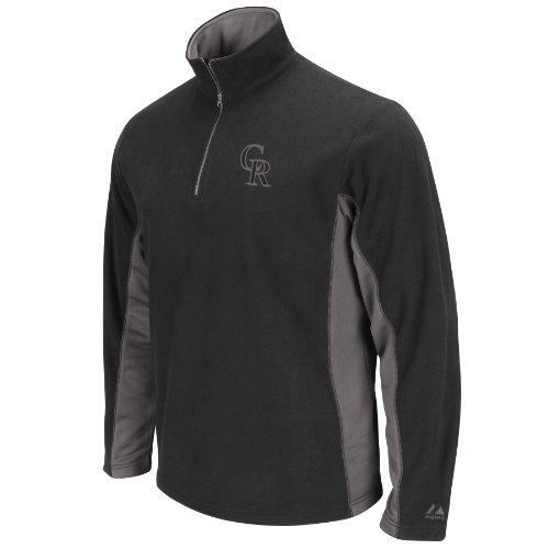 MLB Men's Colorado Rockies Fast Athletic Long Sleeve 1/4 Zip Micro Chiller Fleece, Black/Storm Gray, X-Large